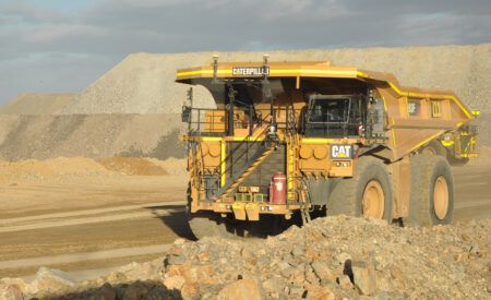 A Cat autonomous mining truck