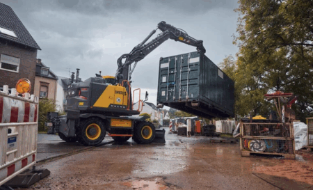 The EWR170 short-swing excavator working on a job site