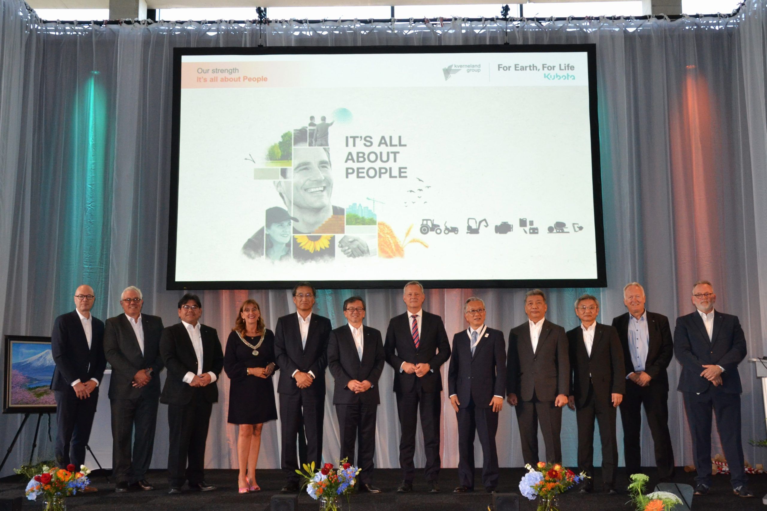 Honoured guests attending the European Kubota Headquarters opening ceremony
