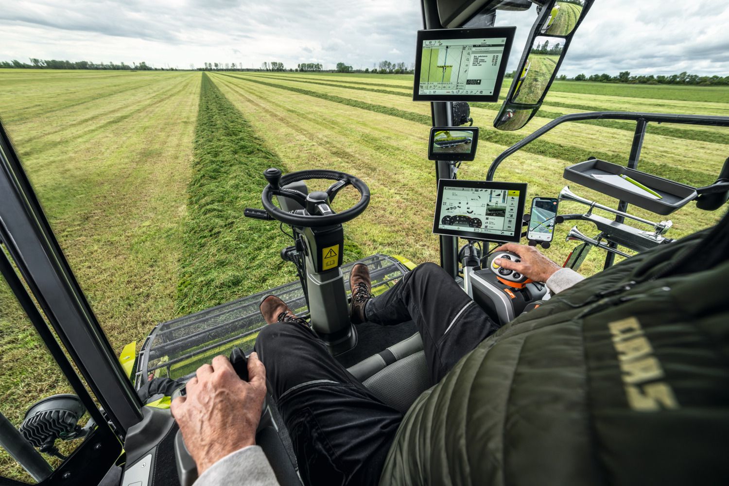 Inside the cab of the forage harvester