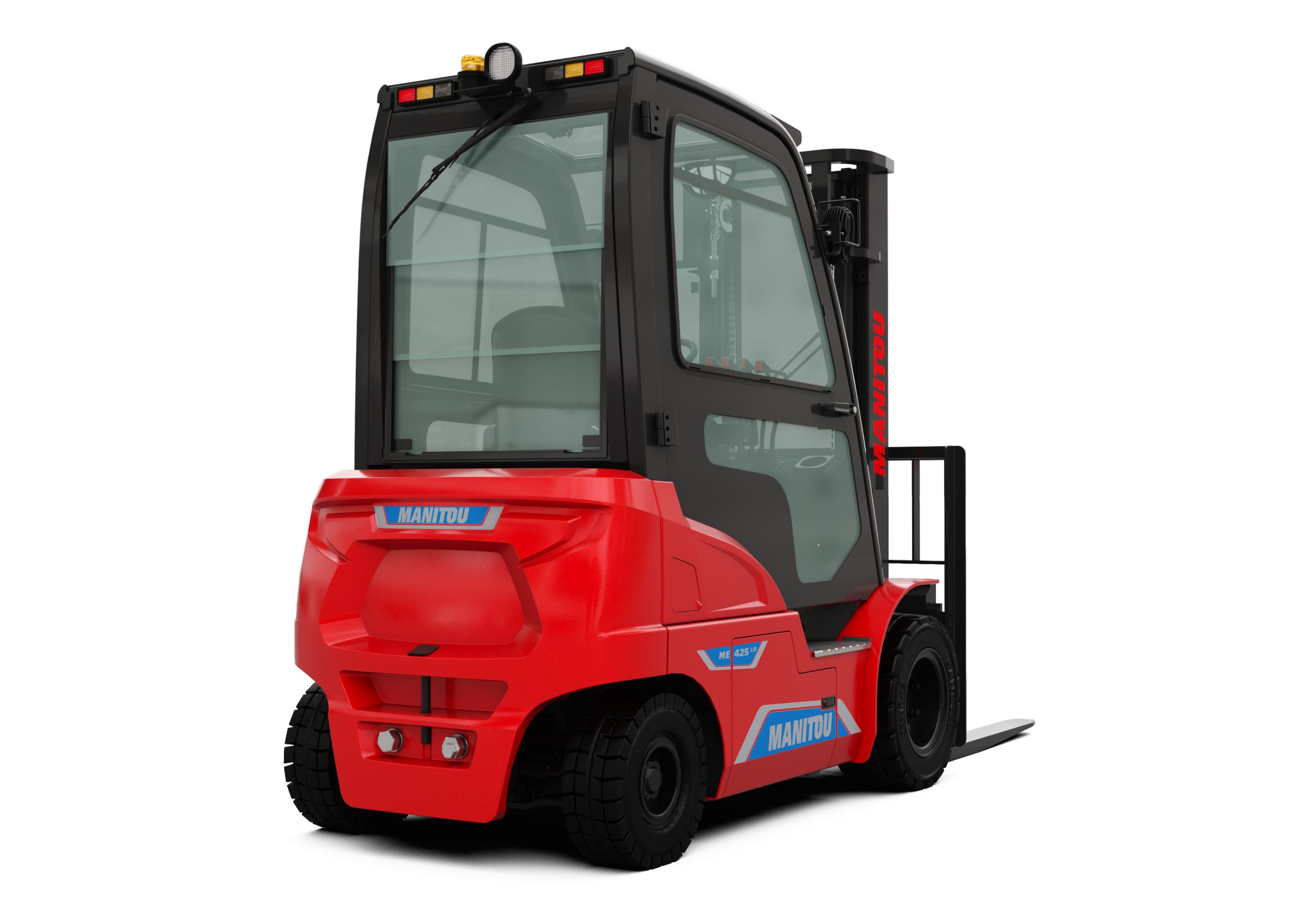 The ME forklift in front of a white background