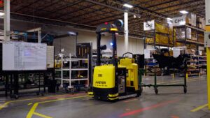 A Hyster forklift in a warehouse