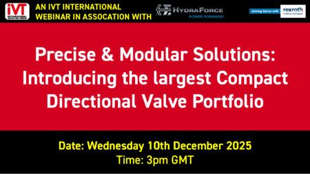 Graphic with the words Precise and Modular Solutions: Introducing the Largest Compact Directional Valve Portfolio