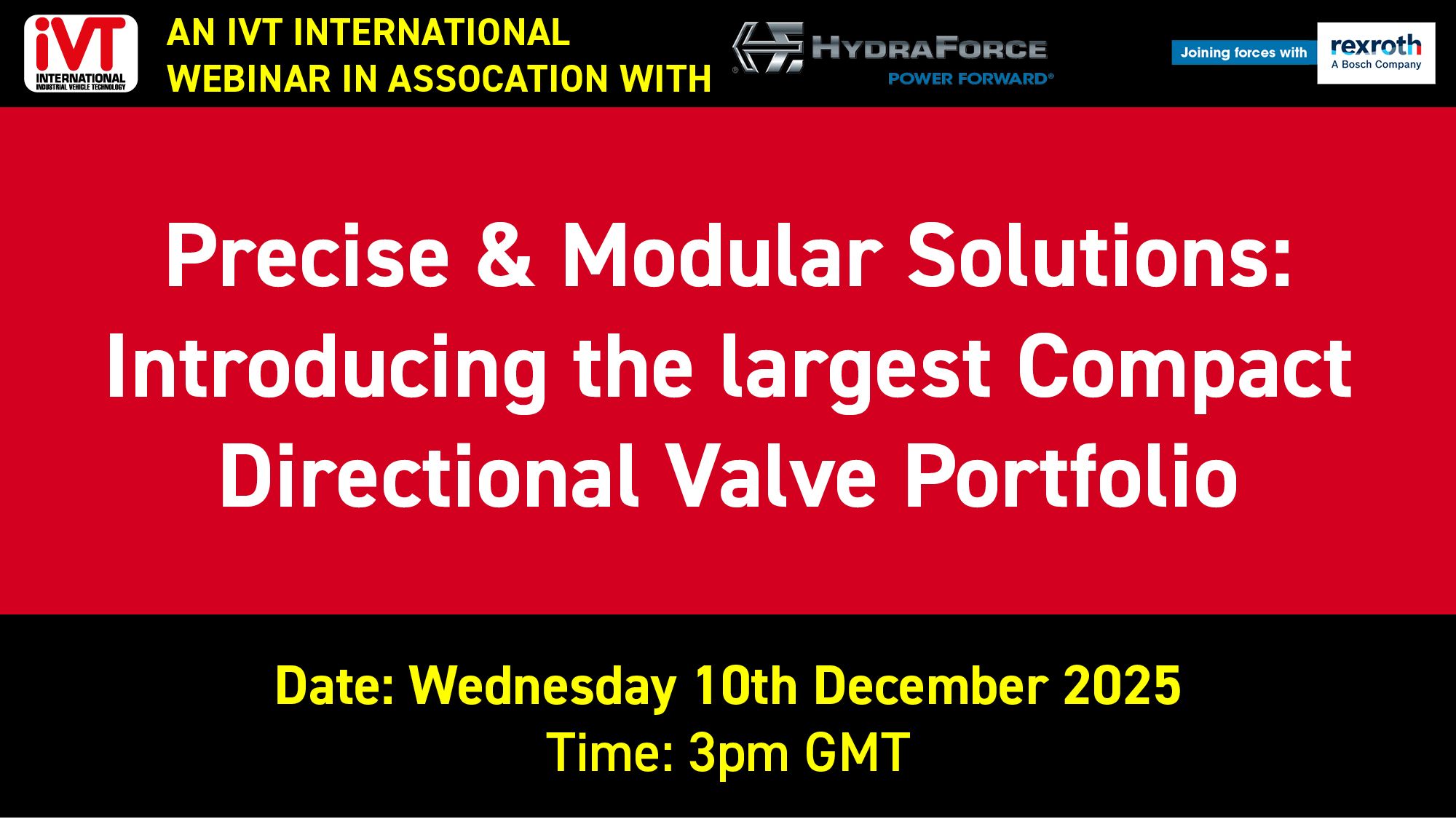 iVT WEBINAR: HydraForce experts to give deep insight into designing hydraulics with CDV solutions