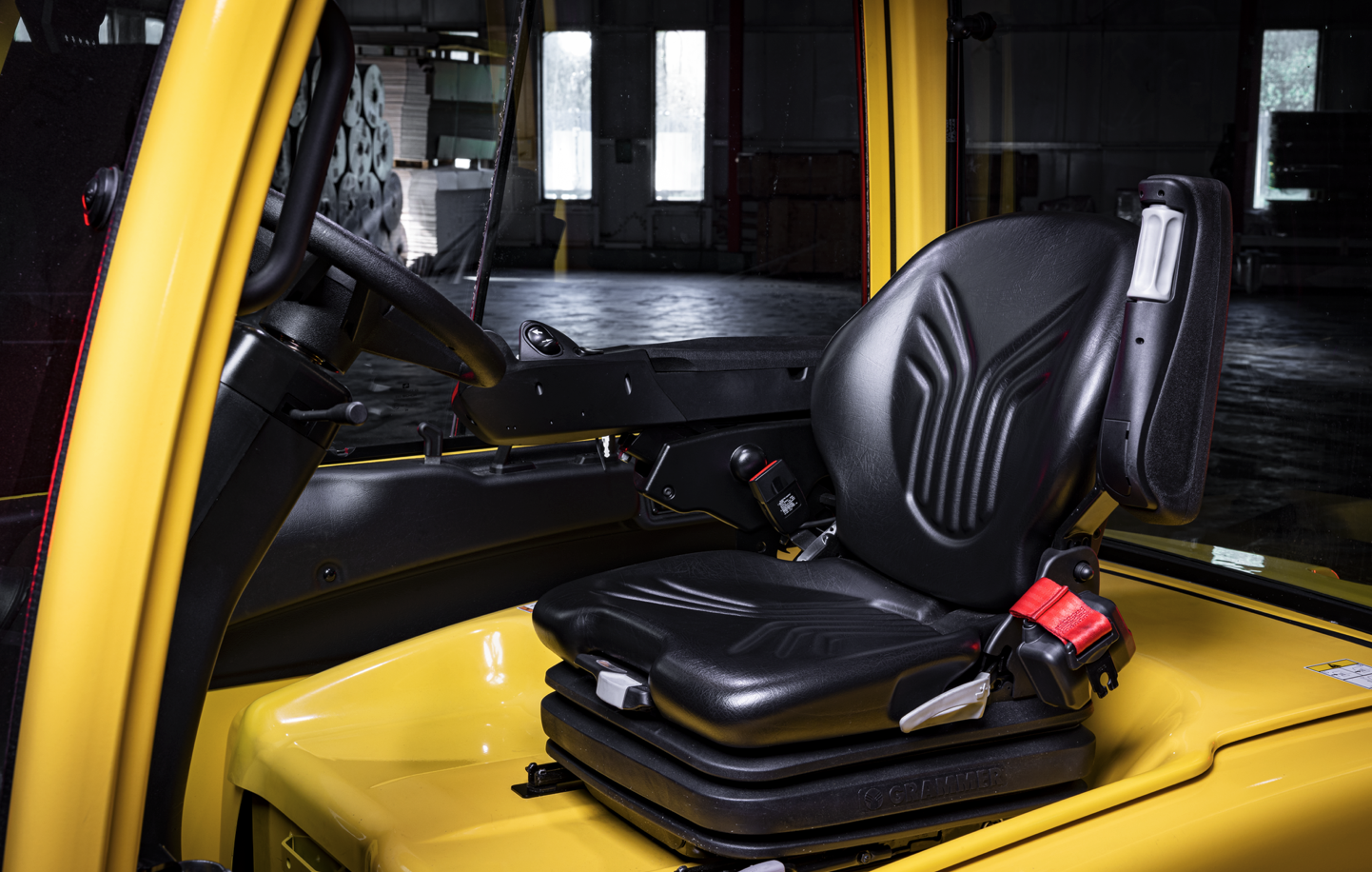 Inside the cab of the Hyster J45-70A