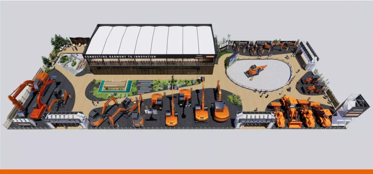Hitachi to preview Landcros rebrand at ConExpo A rendering of Hitachi's ConExpo exhibit