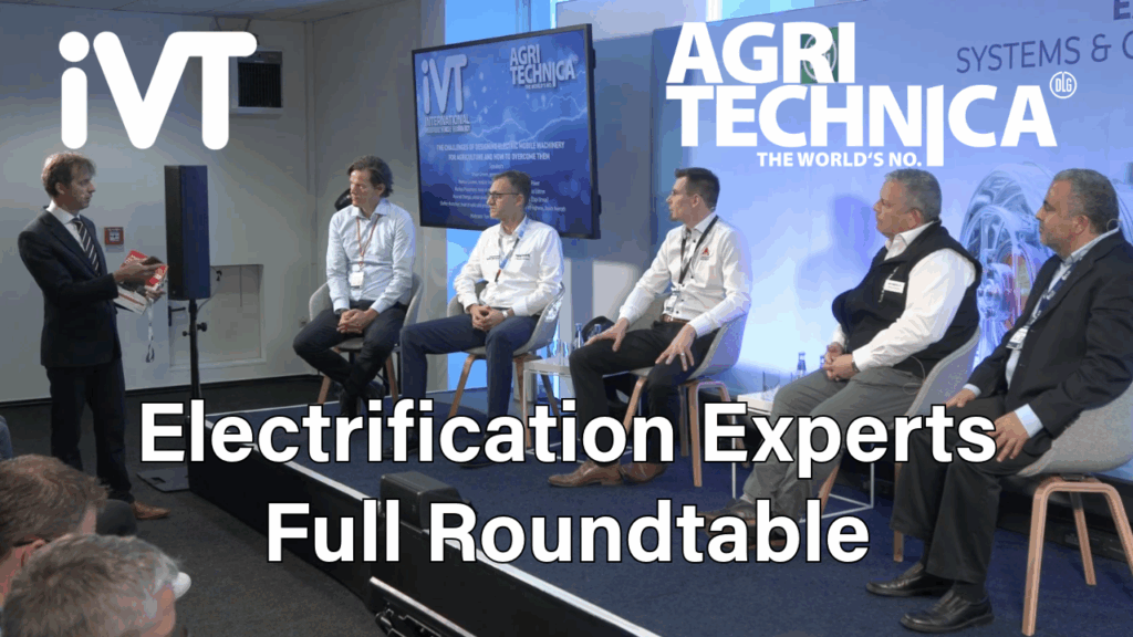 Thumbnail of experts seated on stage - text reading iVT Agritechnica Electrification Experts Full Roundtable