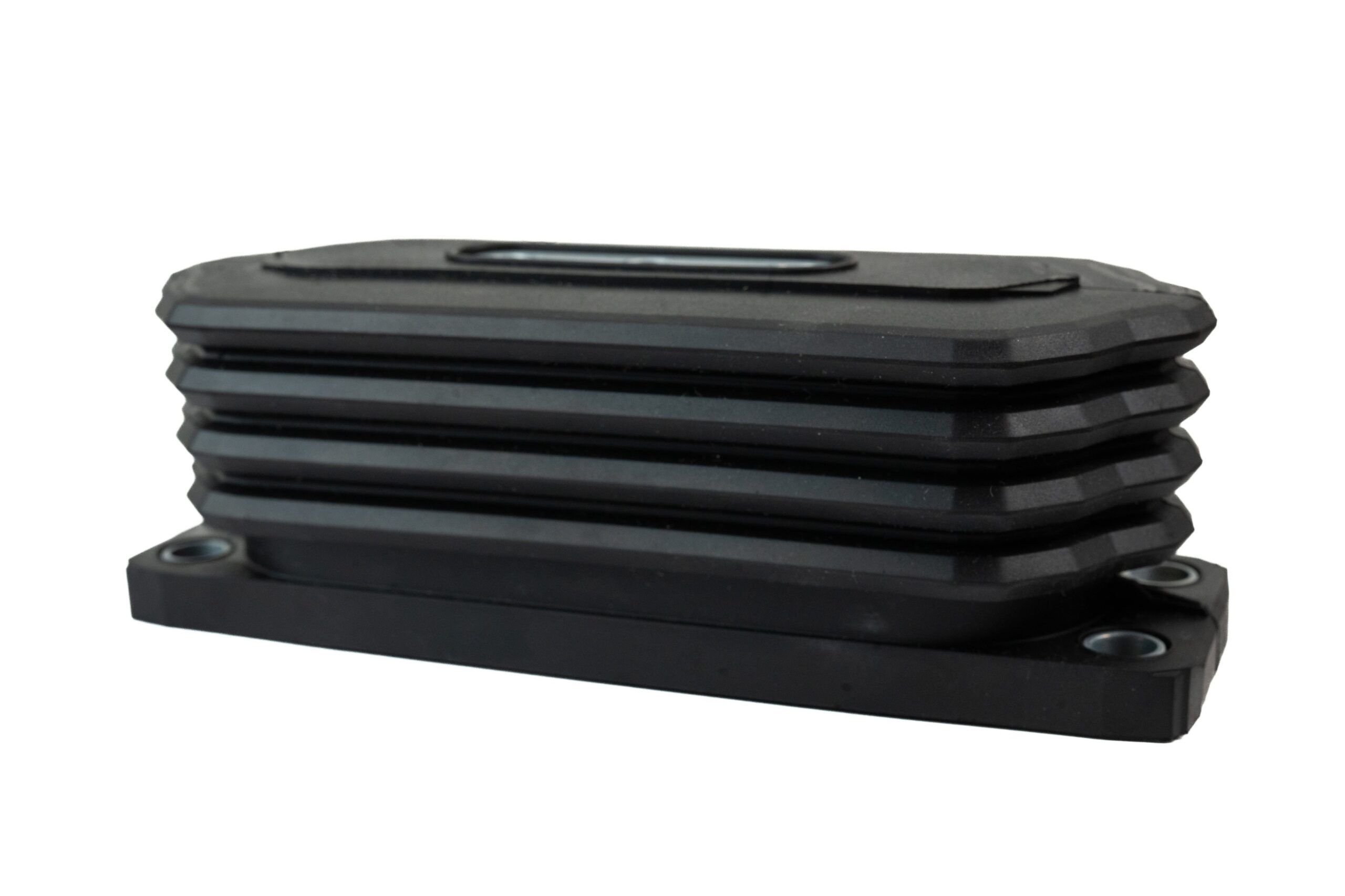 Side view of the Curtiss-Wright WM-G75 rocker pedal, showing its ribbed black rubber boot, low-profile base and bolt-down mounting holes
