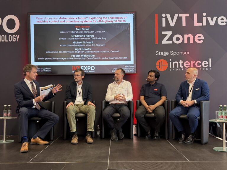 (left to right) iVT International's Tom Stone, Volvo CE's Michael Schwall, Cross Control's Fredrik Wählstrom, Danfoss Power Solutions' Agni Bawas and CNH's Dr Stefano Fiorati