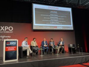 (Left to right) Moderator Pierre Delat, CTO at Cisoit, Hyster-Yale's Joost Hoogduin, CNH's Dr Stefano Fiorati, Scania's Deepak Shekhar, Volvo CE's Ahcène Nedjimi