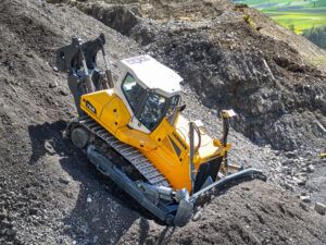 Liebherr PR 756 Generation 8 crawler dozer working on a steep incline